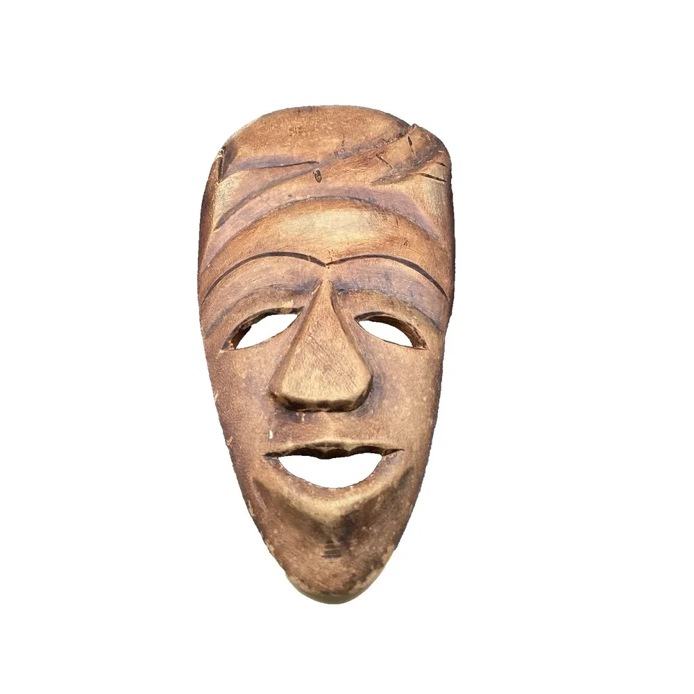 Vintage Mask Wall Hanging Hand Carved Wooden‎ African Folk Art 11.5